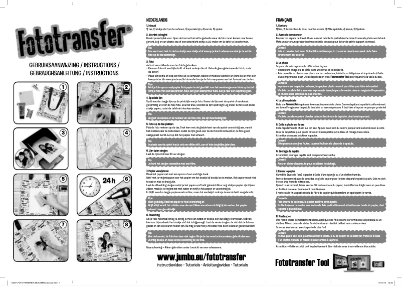 Page 1 de la notice Manuel utilisateur Jumbo Fototransfer - Beach Bag