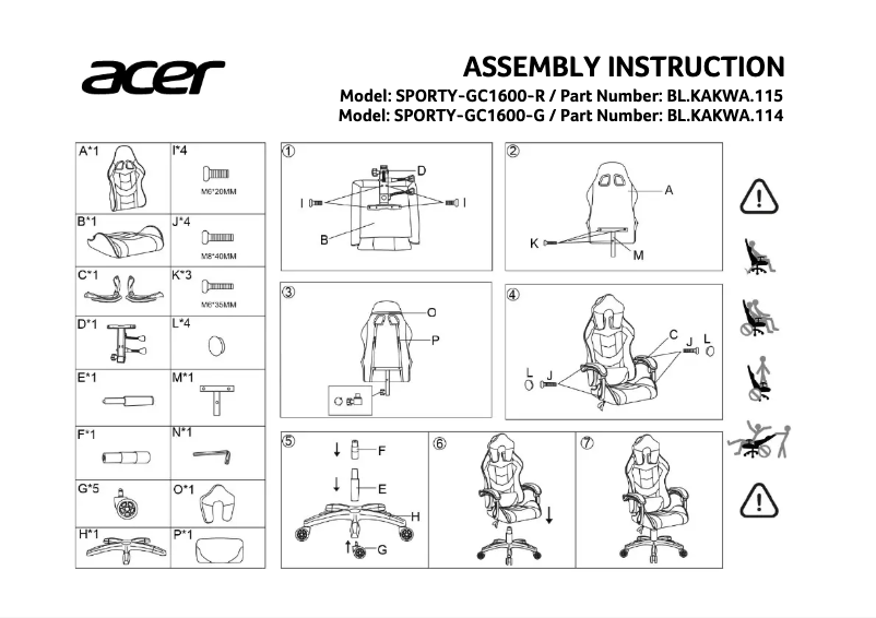 Page 1 de la notice Manuel utilisateur Acer SPORTY-GC1600