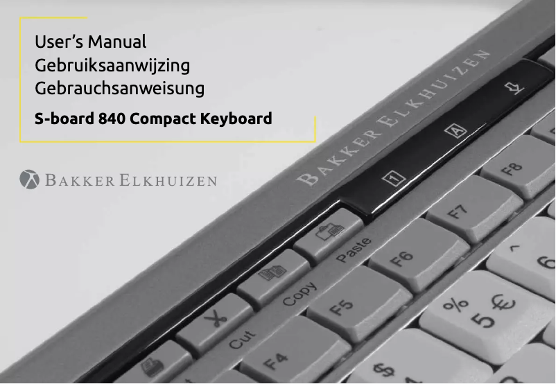 Page 1 de la notice Manuel utilisateur Bakker Elkhuizen S-board 840 Compact Keyboard