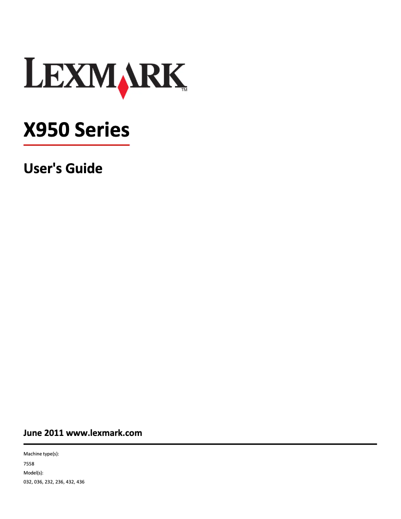 Page 1 de la notice Manuel utilisateur Lexmark X952de