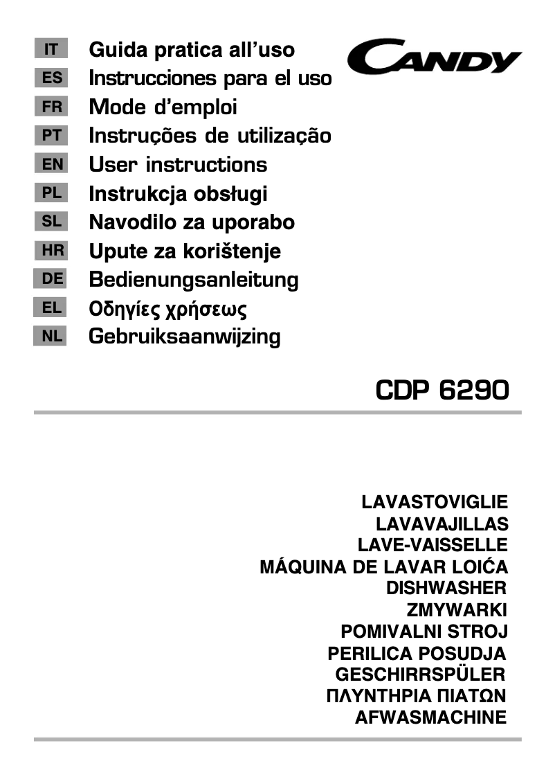Página 1 del manual Manual de usuario Candy CDP 6290