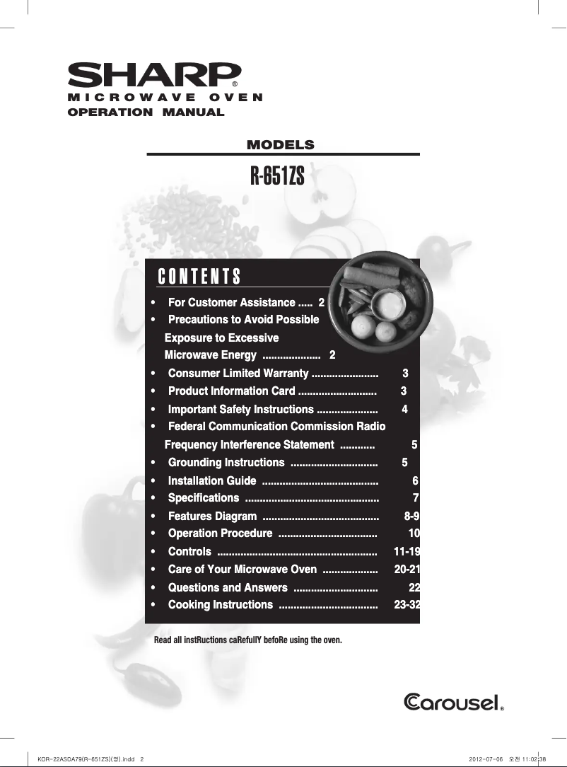 Page n°1 - Manuel utilisateur Sharp R-659YK
