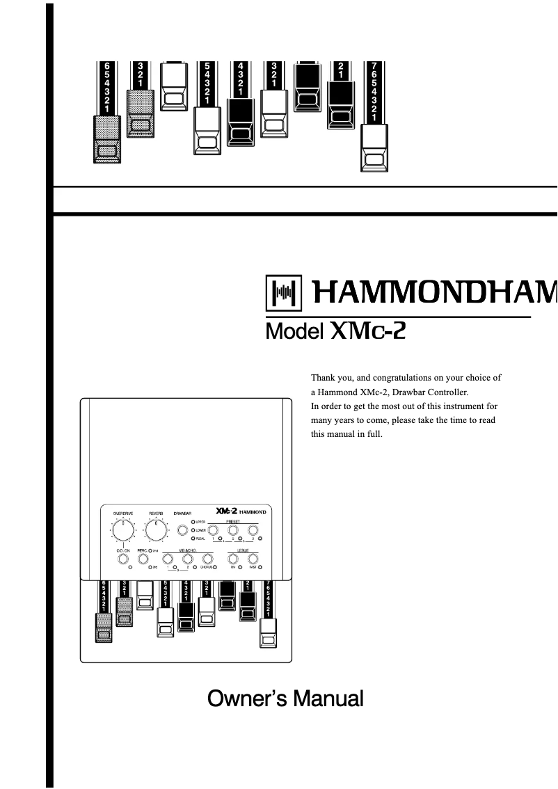 Page n°1 - Manuel utilisateur Hammond XMc-2