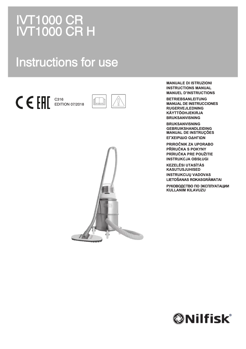 Page 1 de la notice Manuel utilisateur Nilfisk IVT1000