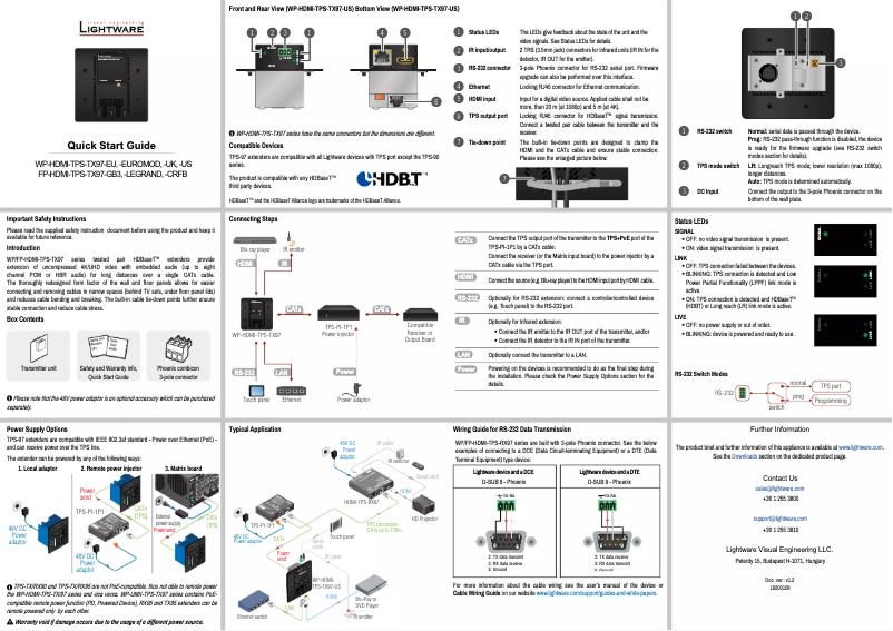 Page n°1 - Manuel utilisateur Lightware WP-HDMI-TPS-TX97-UK