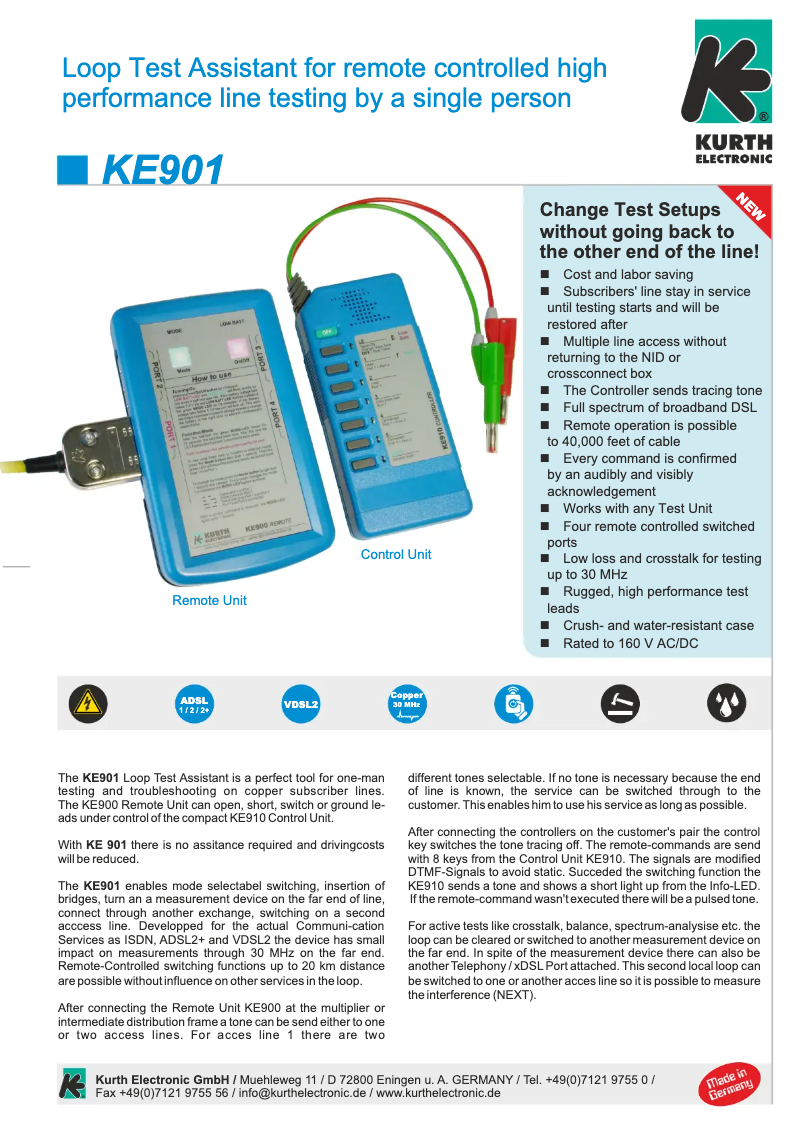 Página 1 del manual Ficha técnica Kurth Electronic KE901