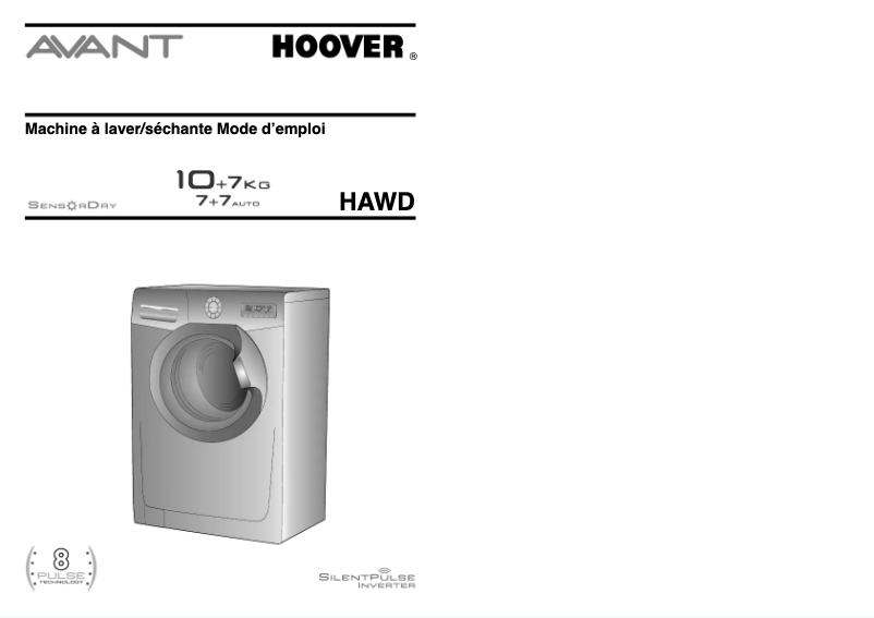 Page 1 de la notice Manuel utilisateur Hoover HAWD 10746