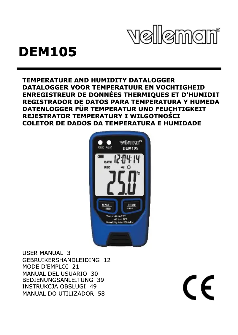 Page n°1 - Manuel utilisateur Velleman DEM105