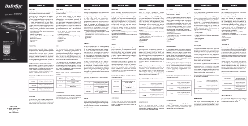 Page n°1 - Manuel utilisateur BaByliss Expert 2200 D342E