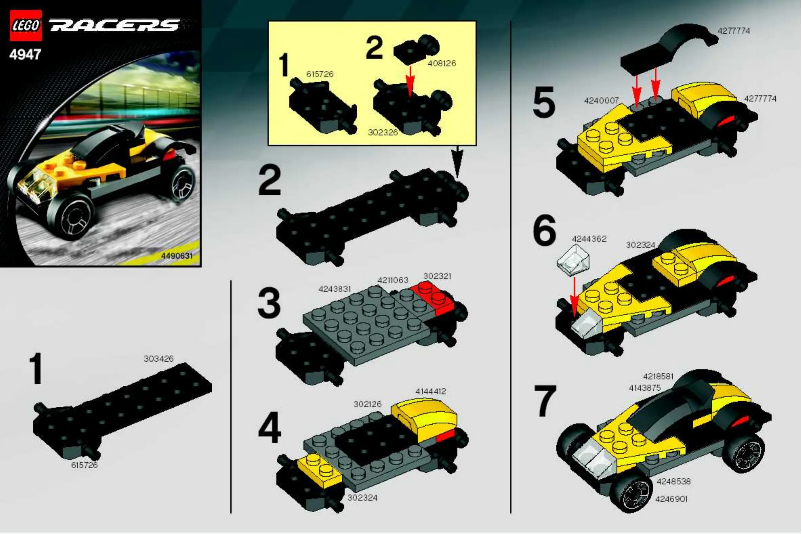 Page 1 de la notice Manuel utilisateur Lego Yellow Sports Car