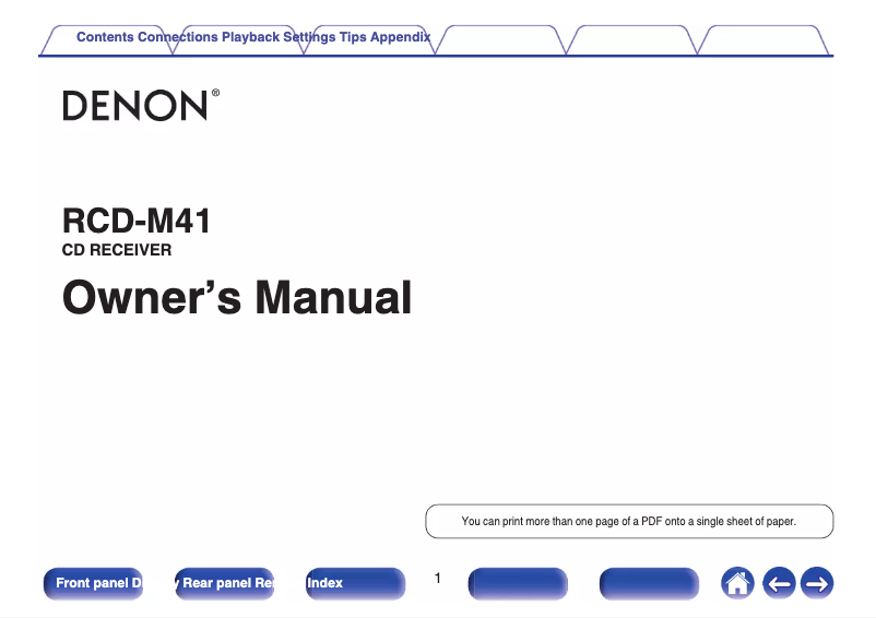 Page 1 de la notice Manuel utilisateur Denon RCD-M41
