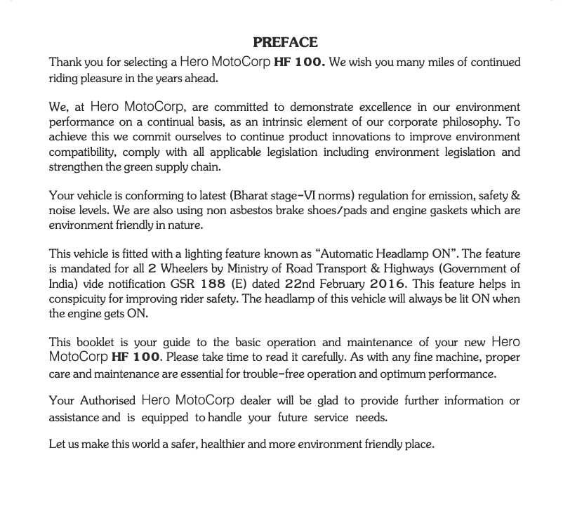 Page 1 de la notice Manuel utilisateur Hero HF 100 (2022)