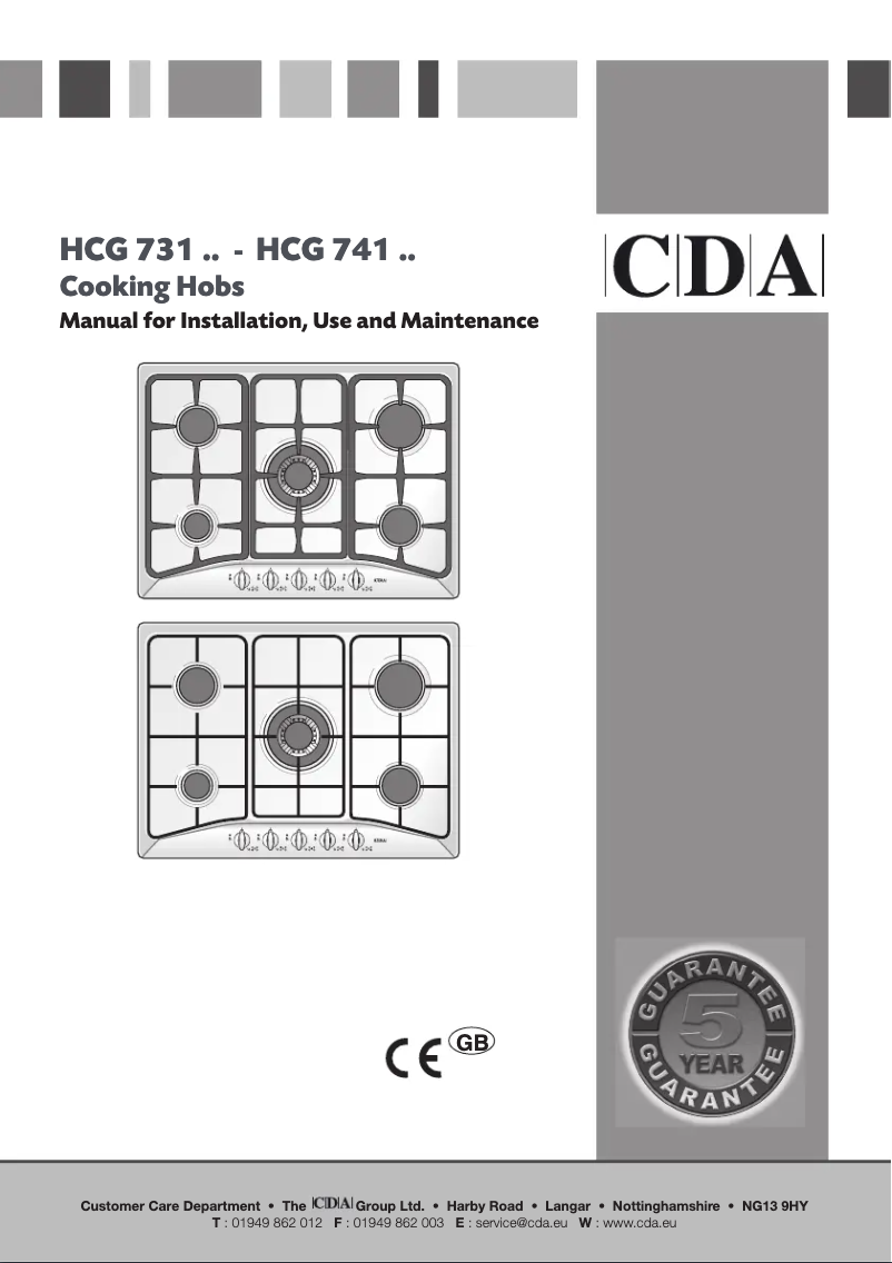 Image de la première page du manuel de l'appareil HCG741BL