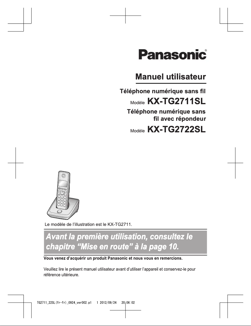 Image de la première page du manuel de l'appareil KX-TG2711
