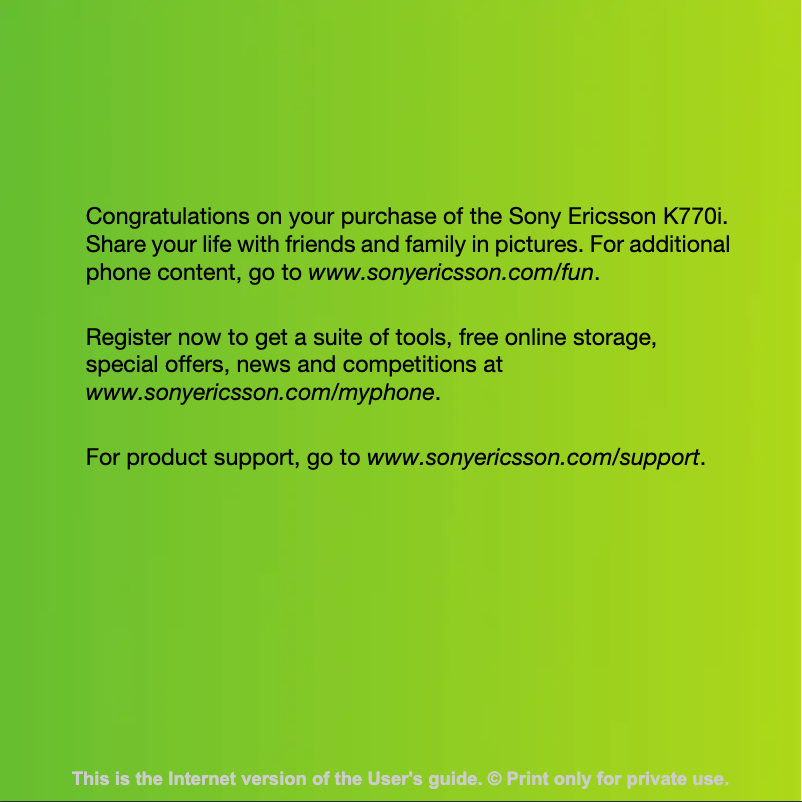 Image de la première page du manuel de l'appareil Ericsson K770i