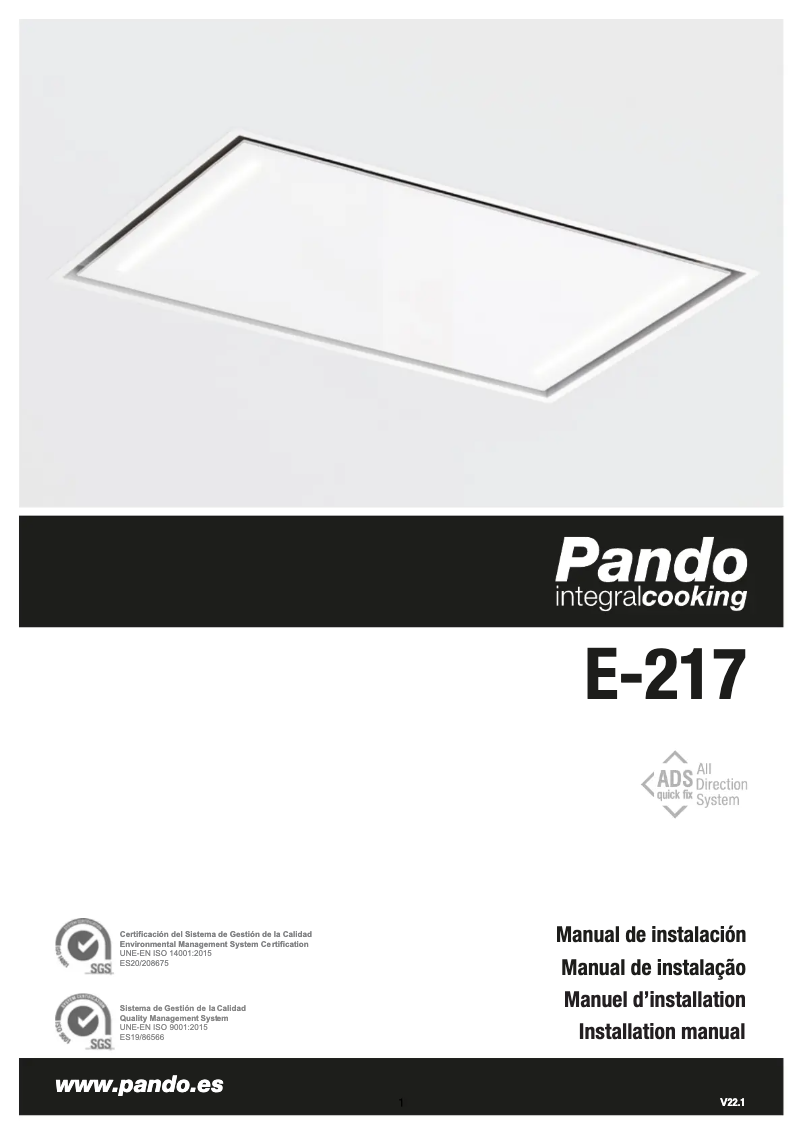 Page n°1 - Manuel utilisateur Pando E-217