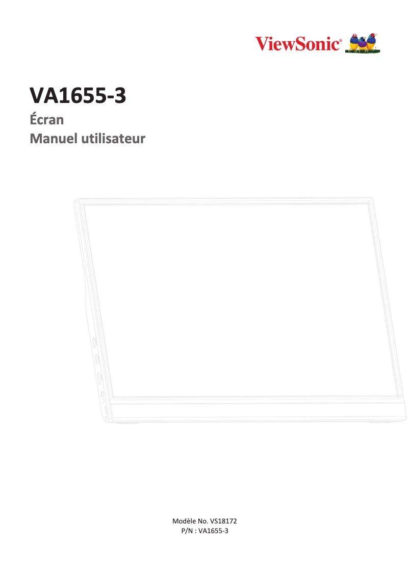 Page 1 de la notice Manuel utilisateur Viewsonic VA1655-3