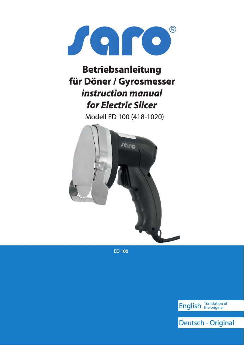 Image de la première page du manuel de l'appareil ED 100