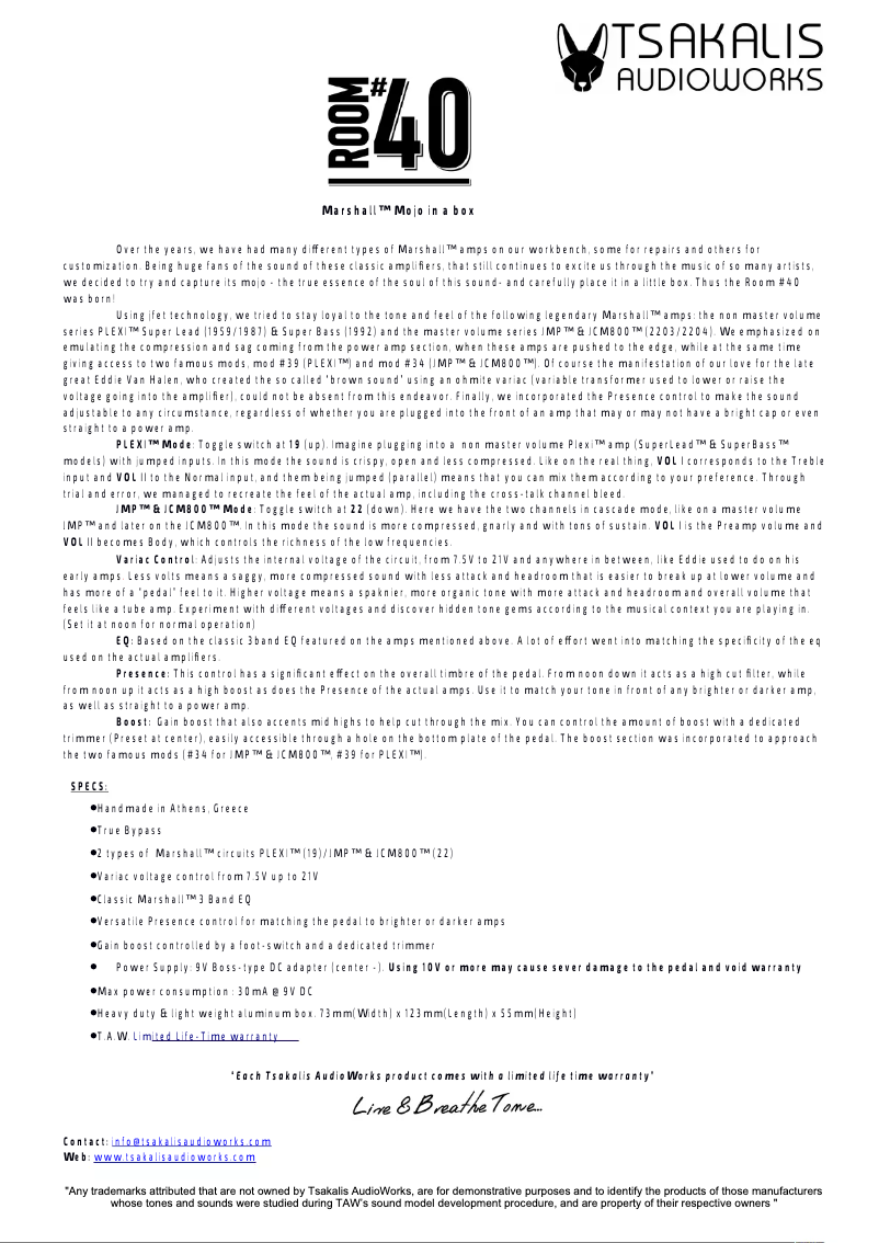 Image de la première page du manuel de l'appareil Room #40