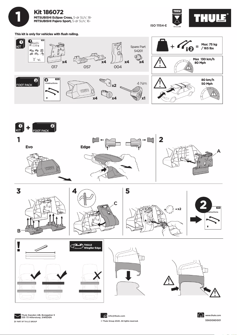 Page n°1 - Manuel utilisateur Thule Kit 186072