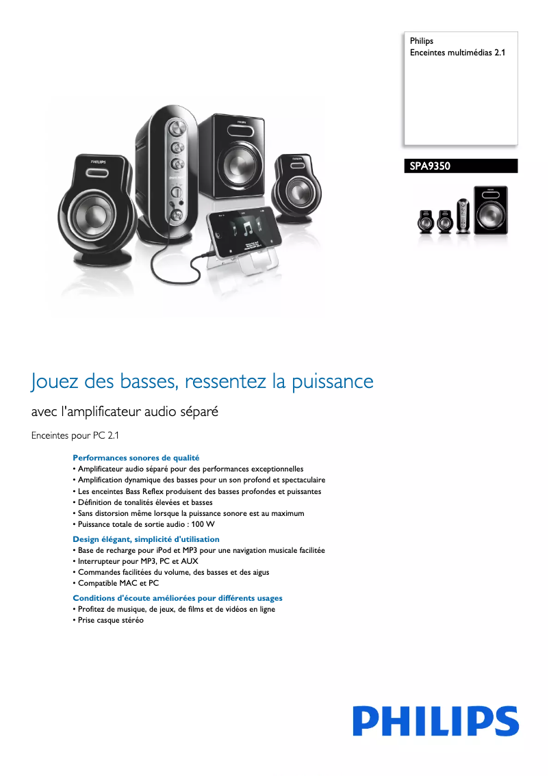 Image de la première page du manuel de l'appareil SPA9350