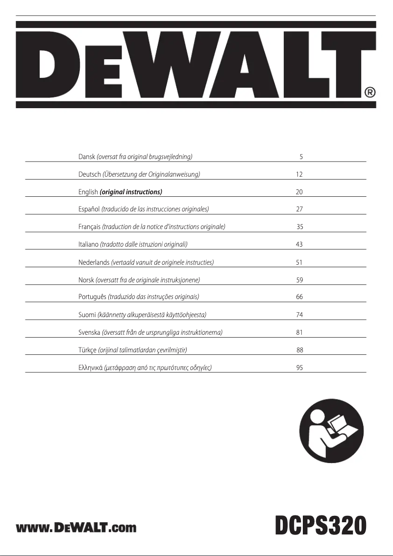 Page 1 de la notice Manuel utilisateur DeWalt DCPS320
