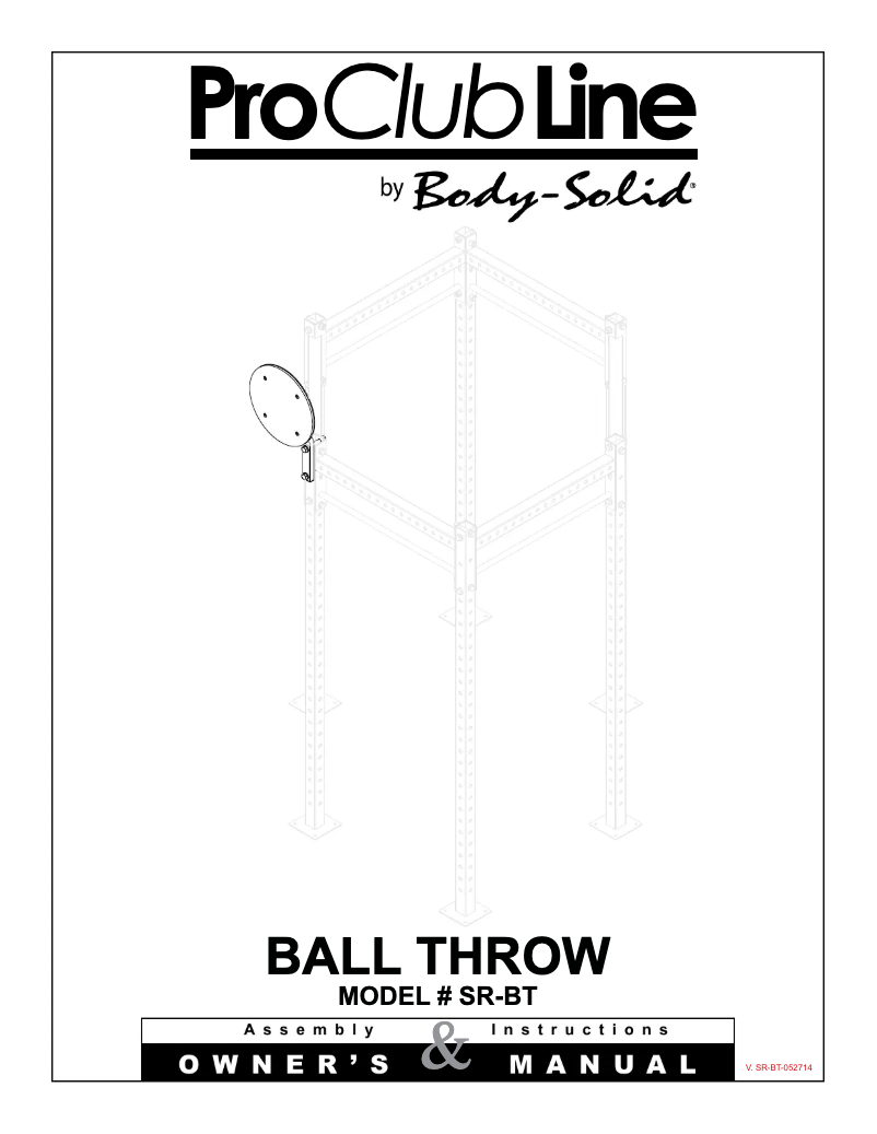 Page 1 de la notice Manuel utilisateur Body-Solid SR-BT