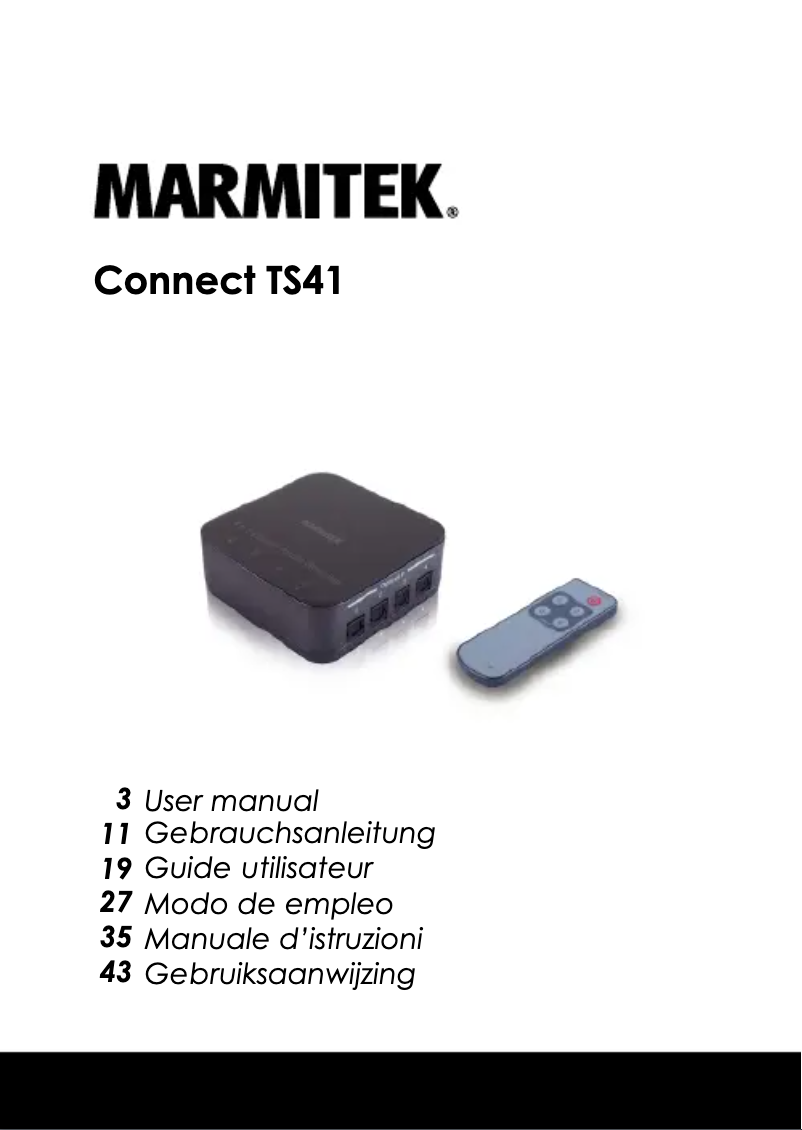 Page n°1 - Manuel utilisateur Marmitek Connect TS41