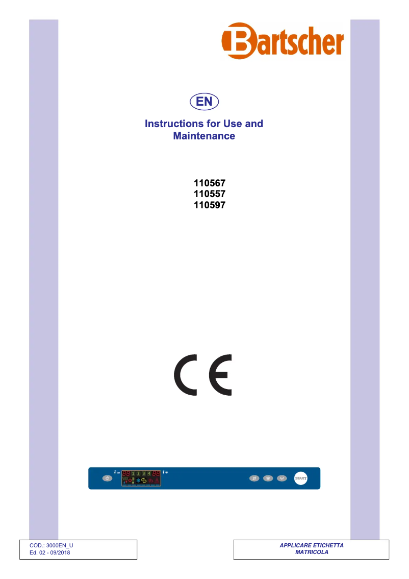 Page 1 de la notice Manuel utilisateur Bartscher TF517 LP