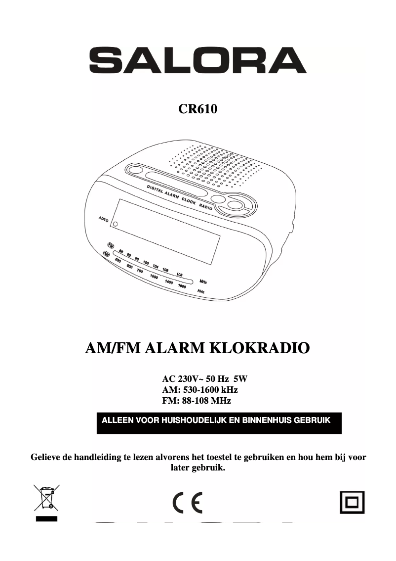 Page 1 de la notice Manuel utilisateur Salora CR610