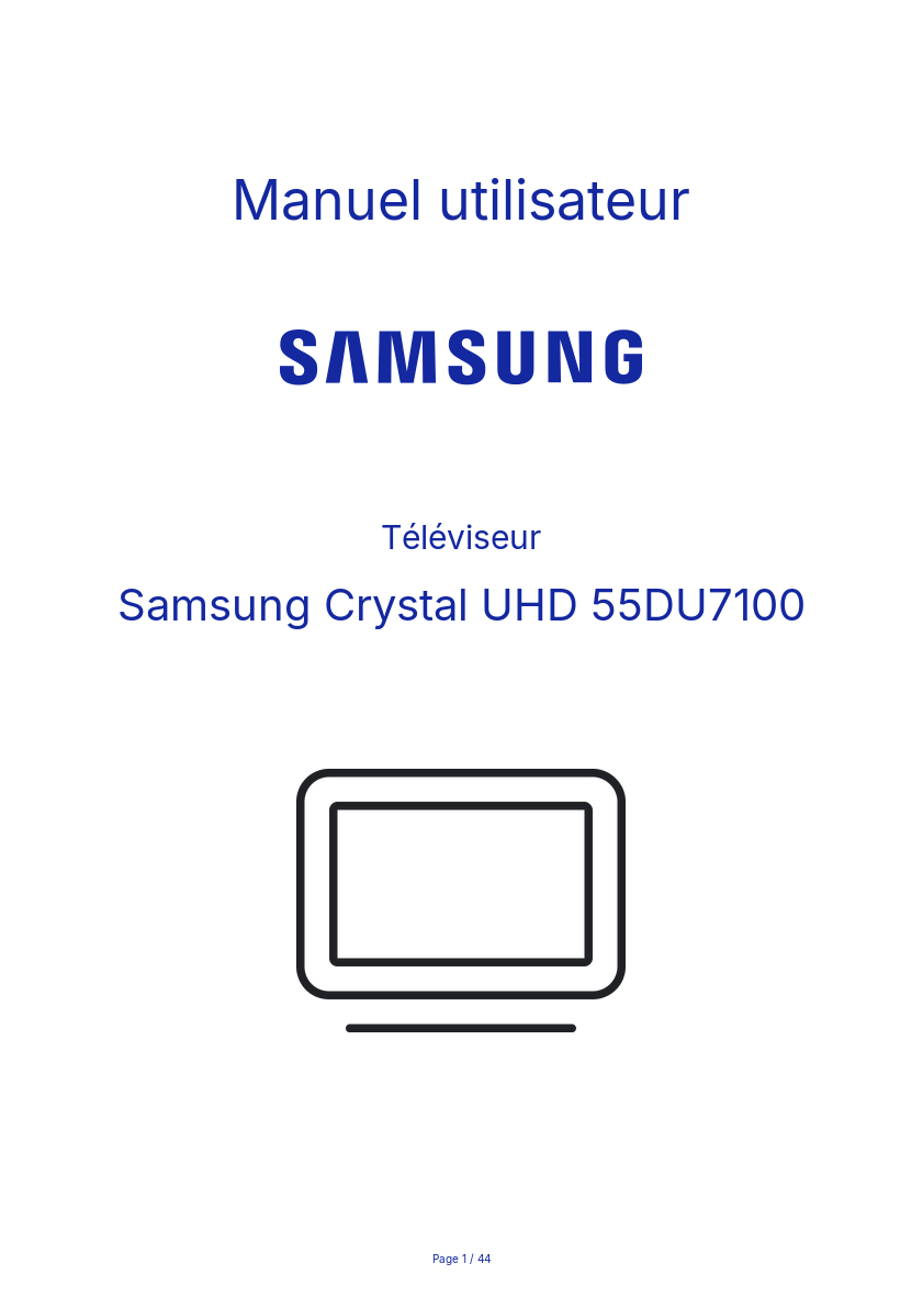 Page n°1 - Manuel utilisateur Samsung Crystal UHD 55DU7100