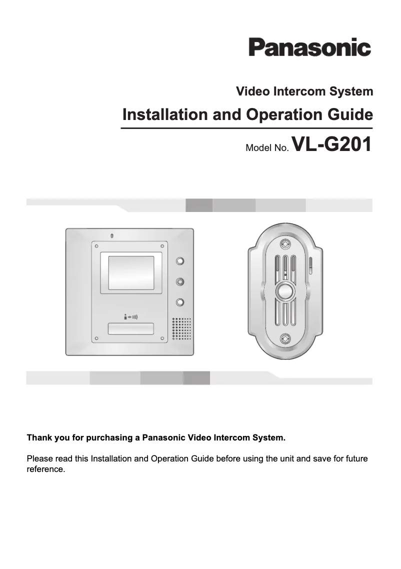 Page 1 de la notice Manuel utilisateur Panasonic VL-G201