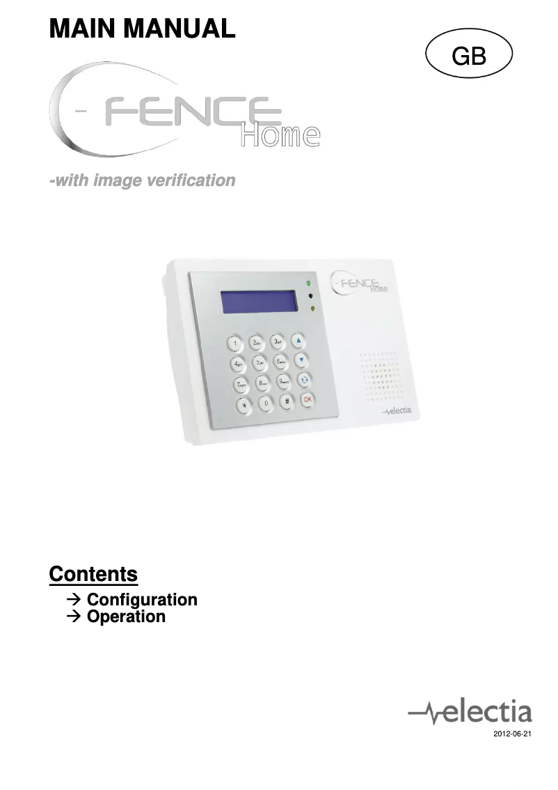 Page 1 de la notice Manuel utilisateur Electia Fence Home