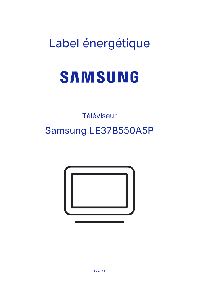 Image de la première page du manuel de l'appareil LE37B550A5P