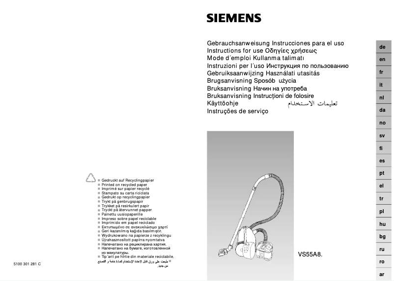 Page n°1 - Manuel utilisateur Siemens VS55A80