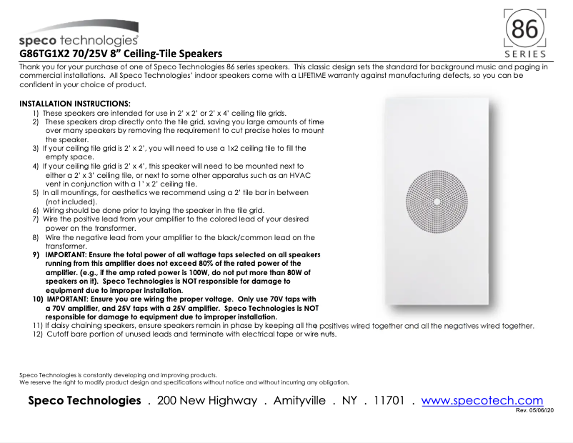 Página 1 del manual Manual de usuario Speco Technologies G86TG1X2