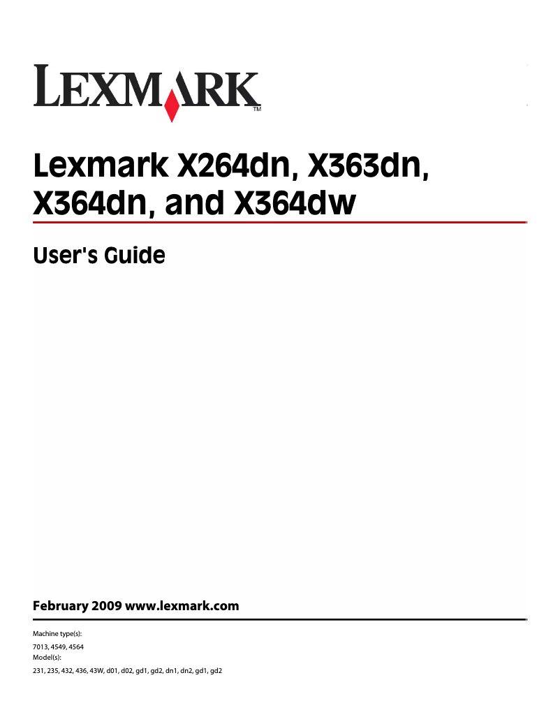 Page 1 de la notice Manuel utilisateur Lexmark X364dw