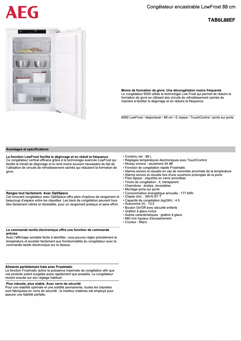 Image de la première page du manuel de l'appareil TAB6L88EF