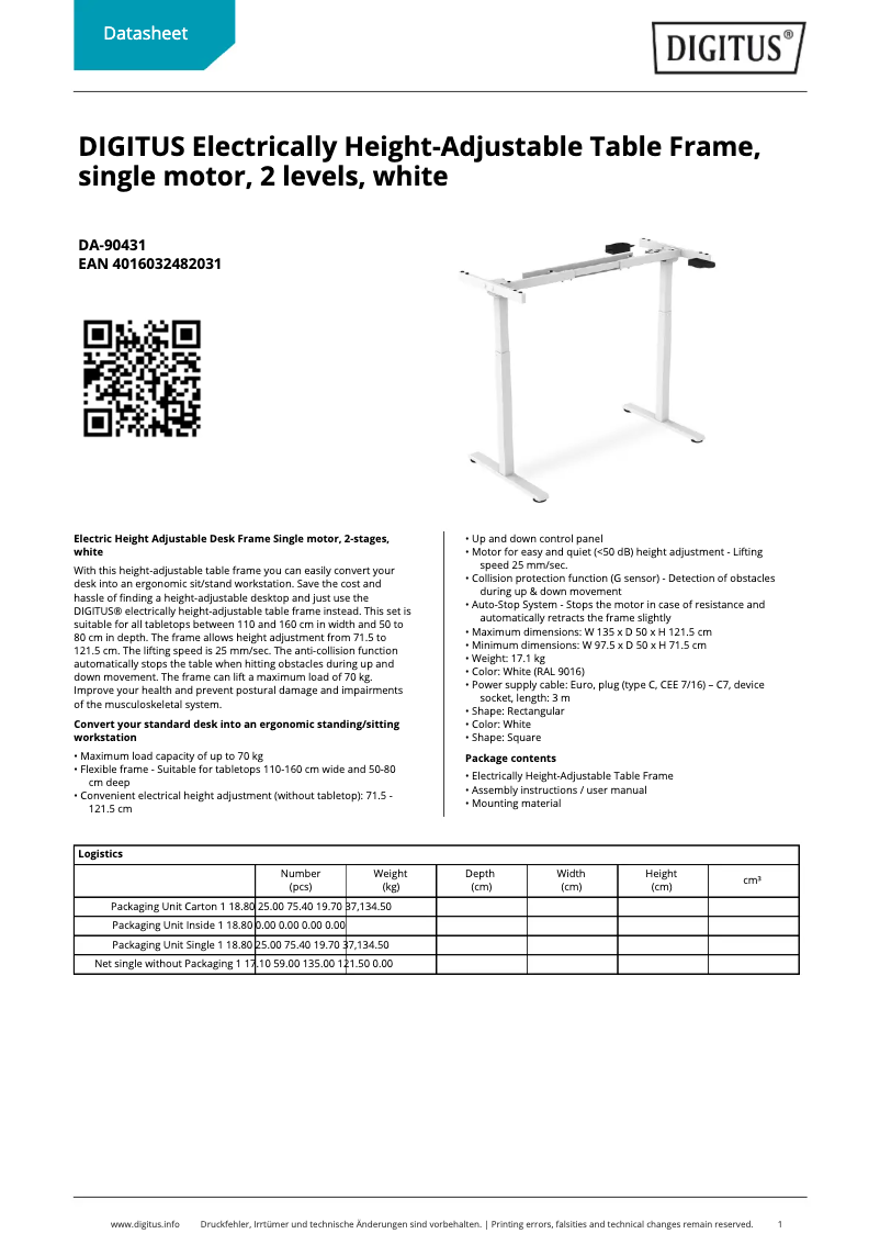 Page n°1 - Fiche technique Digitus DA-90431