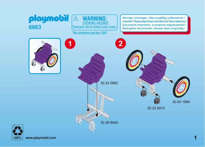 Page n°1 - Manuel utilisateur Playmobil Child in Wheelchair 6663