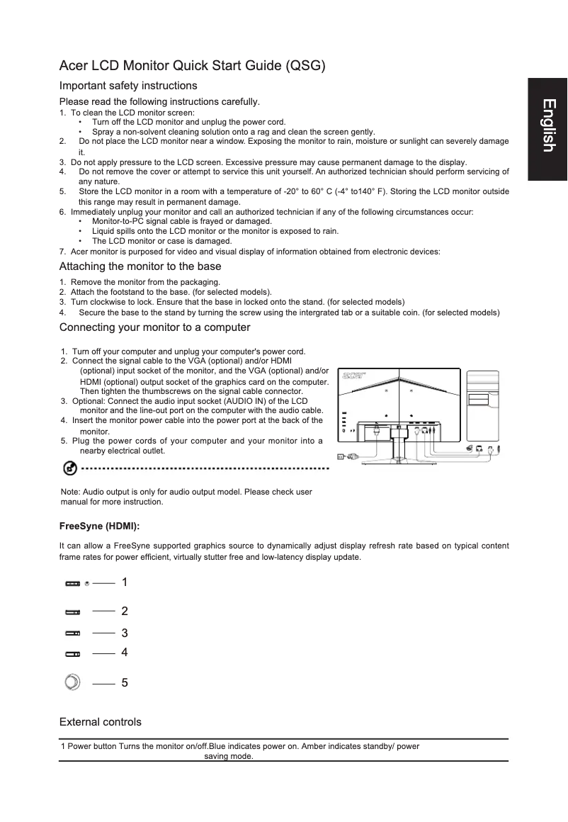Page n°1 - Guide de démarrage rapide Acer Nitro VG270