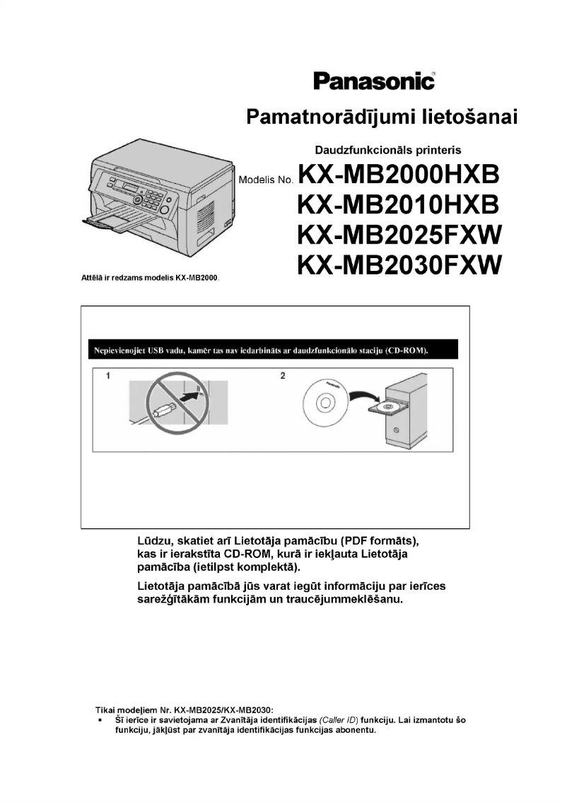 Image de la première page du manuel de l'appareil KX-MB2030FXW