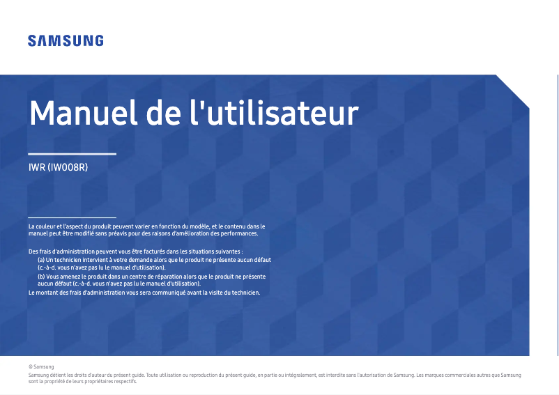 Page 1 de la notice Manuel utilisateur Samsung IW008R