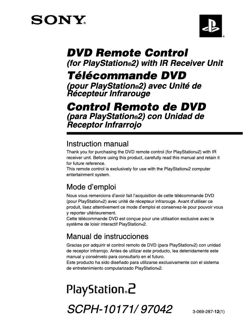 Página 1 del manual Manual de usuario Sony SCPH-10171