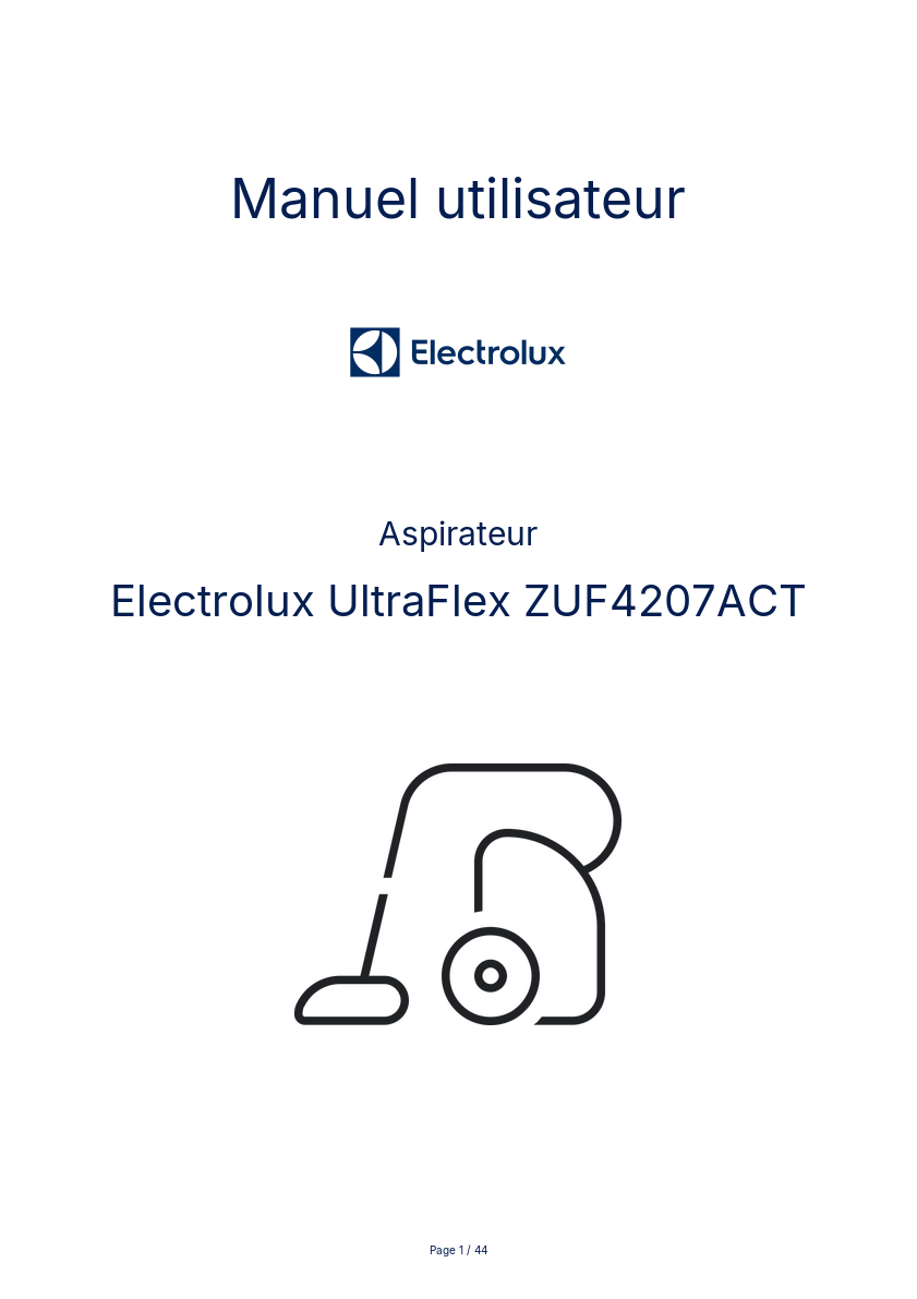 Image de la première page du manuel de l'appareil UltraFlex ZUF4207ACT