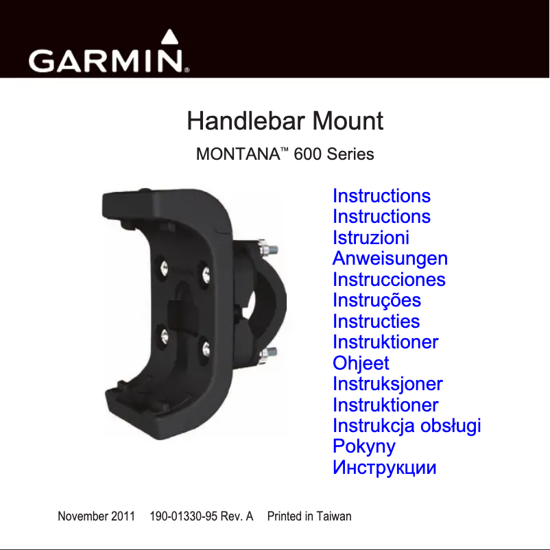 Image de la première page du manuel de l'appareil Montana Handlebar Mount