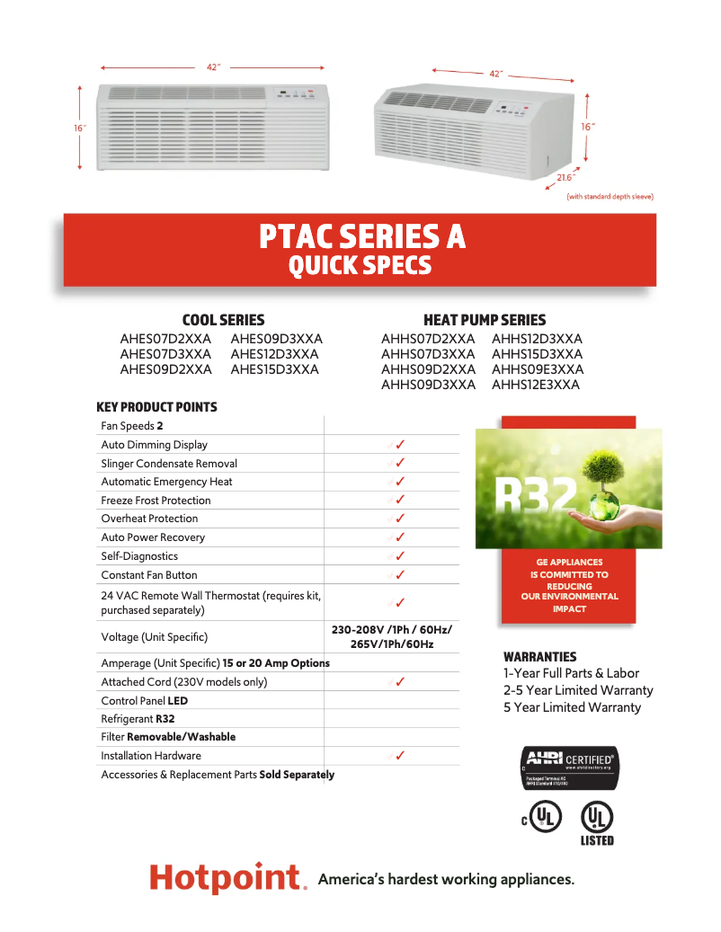Page 1 de la notice Fiche technique Hotpoint AHES12D3XXA