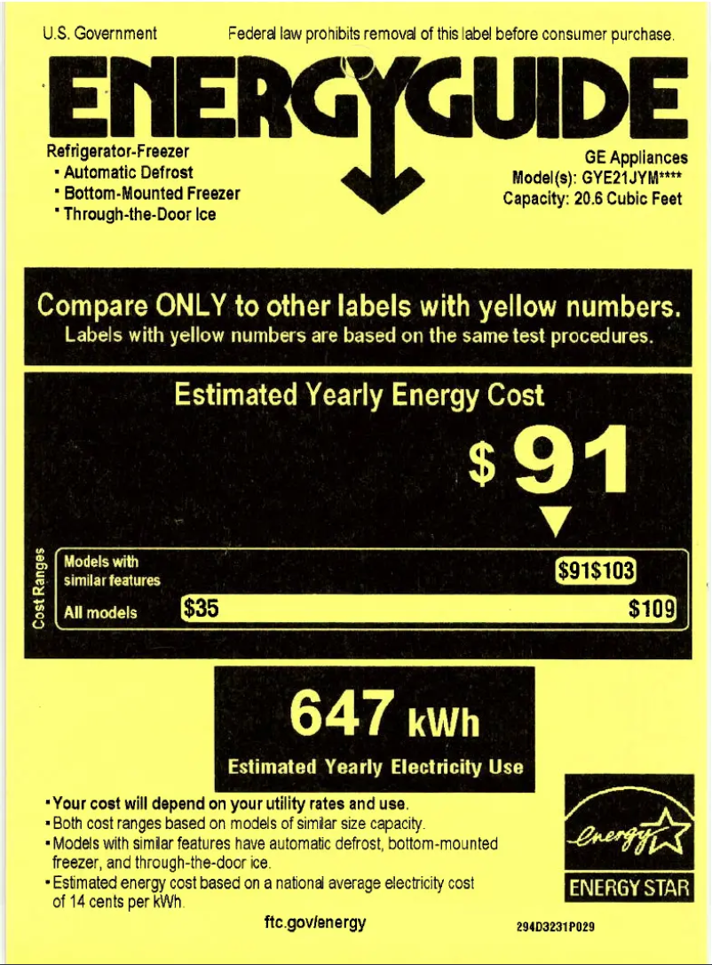 Image de la première page du manuel de l'appareil GYE21JYMFS