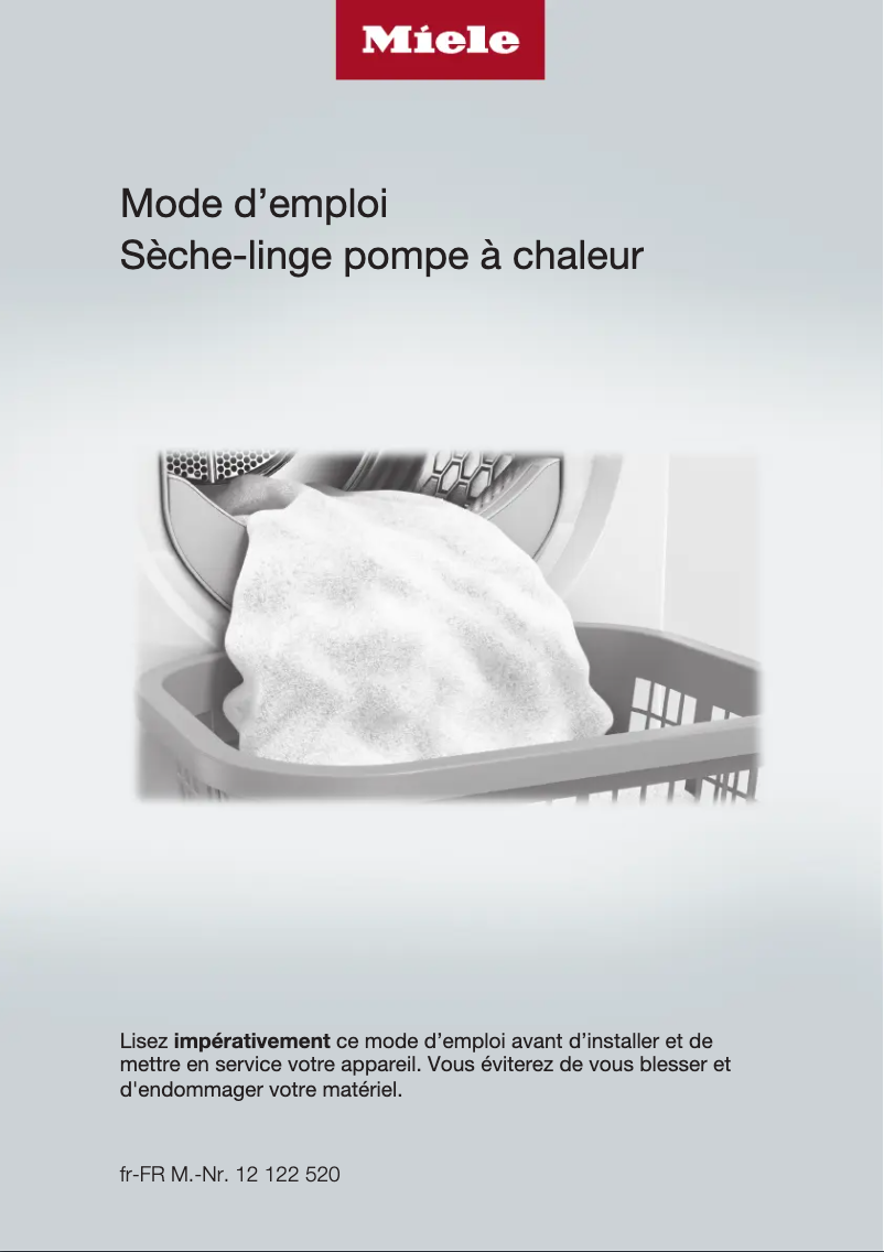 Page 1 de la notice Manuel utilisateur Miele TWC 560 WP EcoSpeed