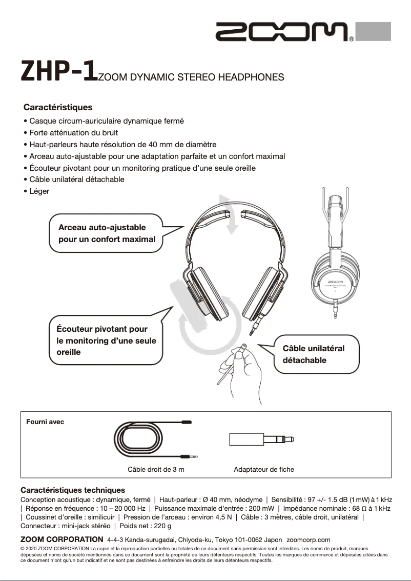 Image de la première page du manuel de l'appareil ZHP-1